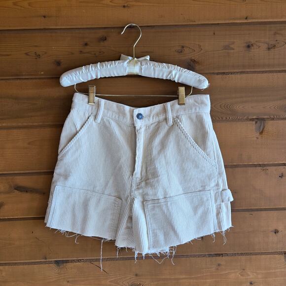 Pacsun Off White Corduroy Cutoff Workwear Shorts Cargo 27 High Waisted Soft - Picture 2 of 5